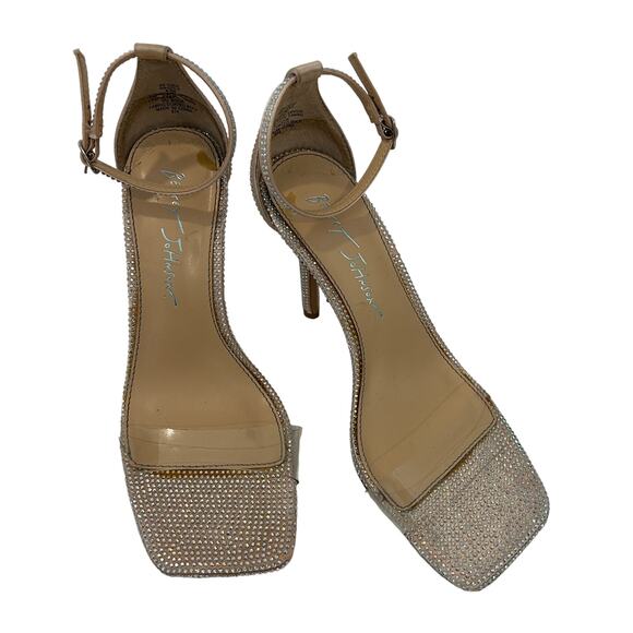 Betsey Johnson women's Ankle Strap Heel Adorned with Silver Rhinestones size 6.5 - Picture 1 of 5